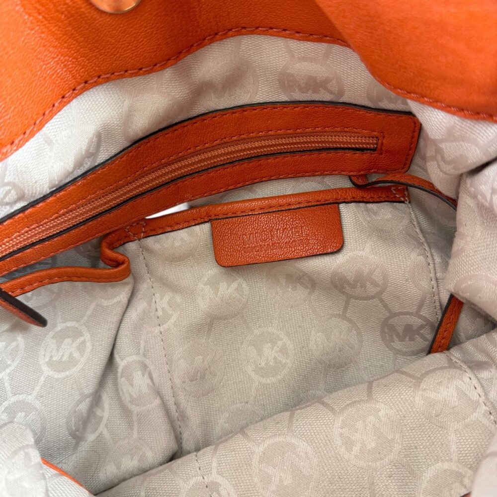 Michael Kors Large Hamilton Purse Hobo Bag North South Orange Leather Tote - Picture 9 of 9